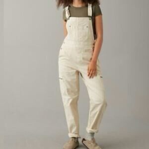 American Eagle Corduroy Cargo Straight Leg Overalls